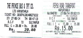 Tickets of private bus operators from Rail Coach Factory to Sultanpur charging more fare than the actual fare.