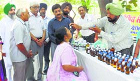 Homoeopathy camp organised by Dist Homoeopathy Centre in Jalandhar on Saturday.