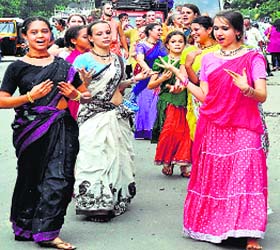 Foreign devotees take out a rally on the eve of Jagannath Rath Yatrain Guwahati on Saturday