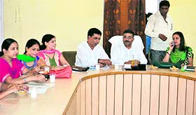 An MC board meeting underway at the town hall in Haridwar on Sunday.