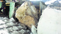 The site where two pilgrims were crushed to death by a boulder on Sunday. A Tribune photograph