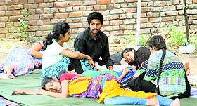 Fishery students protest outside Gate No. 5 of Guru Angad Dev Veterinary and Animal Sciences University in Ludhiana on Sunday. 