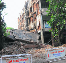 Almost a month on, the debris of the collapsed NIELIT building in Sector 17 is yet to be removed.