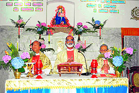 The Bishop attends special prayers at St Peters Church in Mussoorie on Sunday.