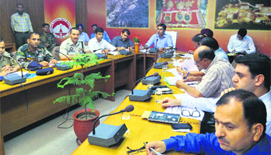 Deputy Commissioner, Reasi, Shahid Iqbal Choudhary chairs a meeting to review preparedness for the visit of Prime Minister Narendra Modi to Katra.