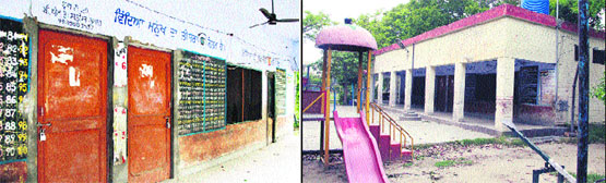As the staff and students of Government Primary School, Radio Colony, protested, the school lay locked up in Jalandhar on Monday. 