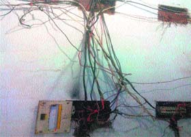 Naked electricity wires at boys hostel at Government Medical College in Amritsar