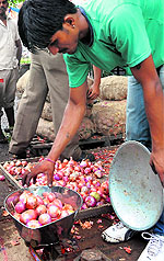 Onion being sold at a special outlet in Sector 26