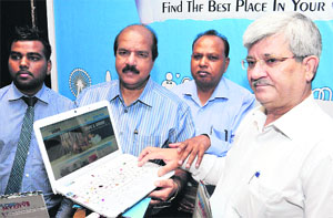Lovelesh Sahota with other delegates at the launch of the website in Jalandhar on Tuesday. 