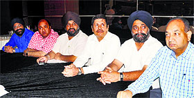 Members of the Hotel and Restaurant Association of Ludhiana at a press conference.