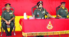 Colonel of the Sikh Regiment, Lt Gen GS Shergill, addresses a special sainik sammelam at the Sikh Regimental Centre on occasion of 23 Sikh battalions raising, at Ramgarh, Bihar.