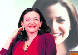 Facebook COO Sheryl Sandberg addresses an interactive session organised by the womens wing of FICCI in New Delhi on Wednesday. 