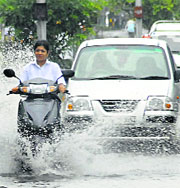 A waterlogged road in Jalandhar on Wednesday.