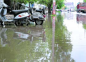 A waterlogged area on RK Road in Ludhiana.