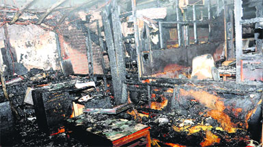 The regional office of Syndicate Bank at Bank Square, Sector 17, that was gutted in a fire on Thursday.