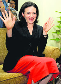 Facebook Chief Operating Officer Sheryl Sandberg in New Delhi.