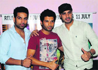 Starcast of the Punjabi movie Paisa Yaar and Panga at a press conference in Amritsar on Saturday. Photo:RK Soni