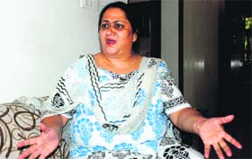 Anuradha Ahluwalia at her residence in Chandigarh on Saturday.