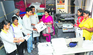 ENACTUS members at the cloth bag unit being run by HIV positive women in Sector 15, Chandigarh.