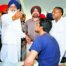 Chief Minister Parkash Singh Badal at a drug de-addiction centre at ESI Hospital in Jalandhar on Saturday