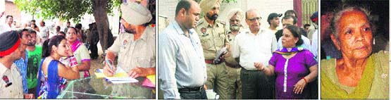 Police officials inquire about snatching incidents in Jalandhar; and (extreme right) mother of Hoshiarpur MP Vijay Sampla in hospital after her earring was snatched in Jalandhar recently. 