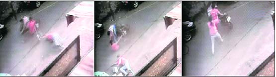 CCTV grabs show snatchers targeting a womanin Ludhiana. 
