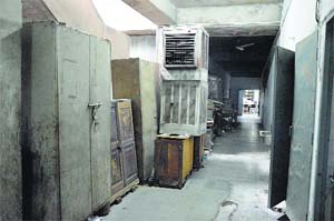 Unused coolers and almirahs lying in the corridor of second floor at the office of the ADC(D).