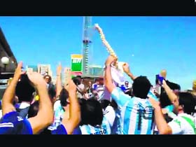 A video grab showing the celebration