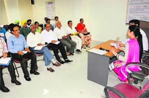Secretary, District Legal Services Authority, Jasvir Kaur speaks during a training session at the Alternate Dispute Resolution Centre in Bathinda on Monday.