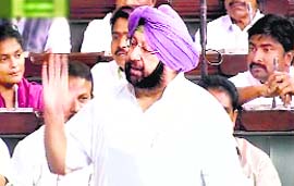 Congress Deputy Leader in the Lok Sabha Captain Amarinder Singh speaks on Day 1 of the Budget session on Monday.