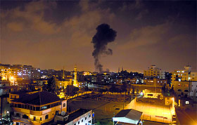 Smoke rises after an Israeli missile strike hit Gaza City.