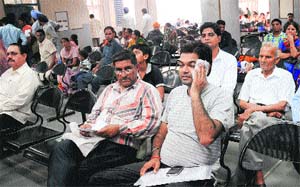 Patients sweat it out at a PGI OPD in Chandigarh on Tuesday