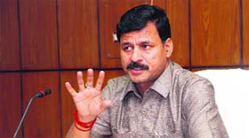 Tourism Minister Dinesh Dhanai addresses mediapersons in Dehradun on Tuesday.