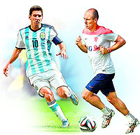 Messi has won four Man of the Match awards so far. The awards came in consecutive games (left) and Robben has been fantastic and was adjudged Man of the Match against Australia and Chile