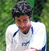 Rubal Shandilya returns a shot during a tennis match at the CLTA courts in Sector 10, Chandigarh, on Wednesday. Tribune Photo: S Chandan