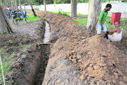 Digging work in progress near the arts department at Panjab University in Chandigarh 