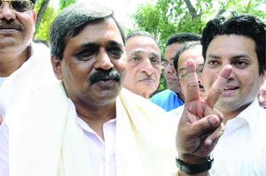 Newly appointed Delhi BJP president Satish Upadhyay in New Delhi on Wednesday.
