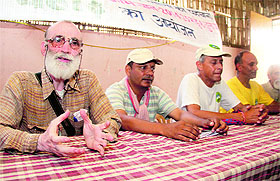 (From left) Kamal Joshi, Bhupen Singh, Shekhar Pathak and Devendra Kainthola, all members of the Askot-Aarakot expedition, address mediapersons in Dehradun on Wednesday.