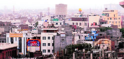 A view of hotels and guest houses near the Golden Temple in Amritsar