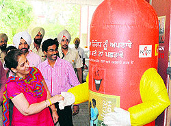 Chief Parliamentary Secretary Navjot Kaur Sidhu at an AIDS awareness rally organised by National AIDS Control Organisation in Amritsar on Thursday