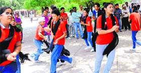 Students stage a street play, Hum Honge Kamyaab, at Sector 17 in Chandigarh on Thursday.