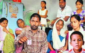 Father of five-year-old Aryan who died due to diarrhoea at Gandhi Camp in Jalandhar on Thursday. Aryan (inset)
