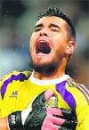 Argentina goalkeeper Sergio Romero reacts after saving a penalty and seeing his team into the final, on Wednesday. Reuters