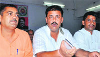 Members of the Narendra Modi Vichar Manch at a press conference in Dehradun on Friday. A Tribune photograph