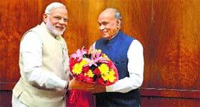 Prem Kumar Dhumal, Leader of the Opposition, meets Prime Minister Narendra Modi in New Delhi on Friday.