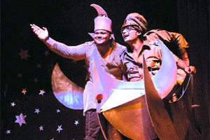 Artistes enact a play, “Maatadin Chand Par”, written by Harishankar Parsai and directed by Vijay Kumar, at Punjab Kala Bhawan in Sector 16, Chandigarh, on Saturday.