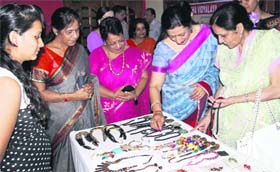 Creativity: Students and staff of KMV College display their creations at Sukriti, an exhibition of garments and handicraft, in Jalandhar on Saturday