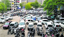 A view of the Feroze Gandhi Market parking lot in Ludhiana. A file photograph