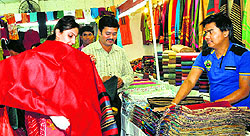 Visitors at the Cotton Fab exhibition in Chandigarh