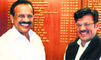 Punjab BJP president Kamal Sharma with Union Railway Minister Sadananda Gowda in New Delhi on Saturday. a tribune photograph